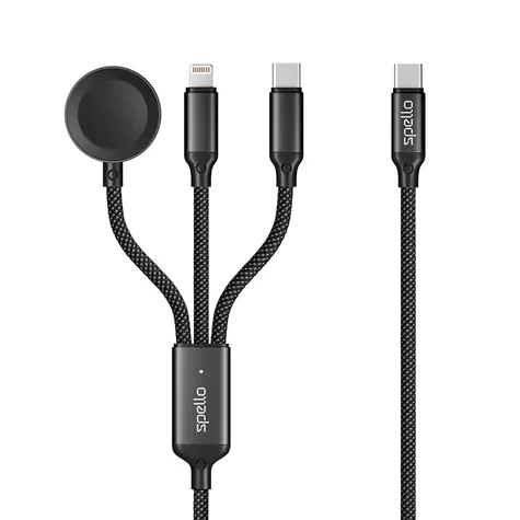 Epico Spello Data USB-C-Kabel 3in1 schwarz / Lightning / USB-C / Apple Watch