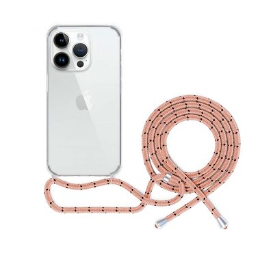 Epico Transparente Hülle mit Kordel für iPhone 14 Pro Max rosa