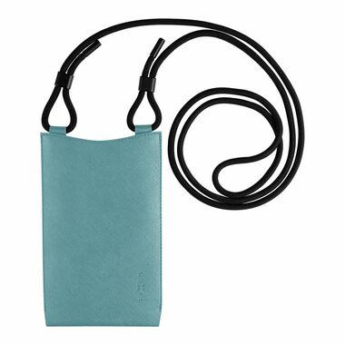 FIXED Verona Umhängetasche mit Tasche für Mobiltelefone bis 7" helltürkis / schwarze Schnur