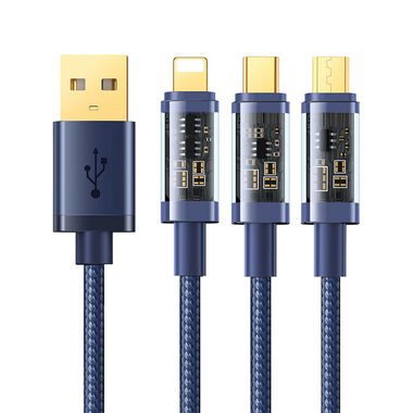 Joyroom S-1T3015A5 Ladekabel 3in1 USB-A (M) - USB-C + MicroUSB + Lightning (M) 3,5A 1,2m blau 