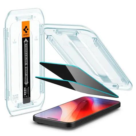Spigen Glass tR EZ Fit (Privacy) 2er-Pack Schutzglas für Apple iPhone 16 Pro Max klar