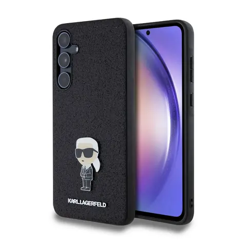 Karl Lagerfeld FIXED Glitter Metal Ikonik Back Cover für Samsung Galaxy A55 5G schwarz
