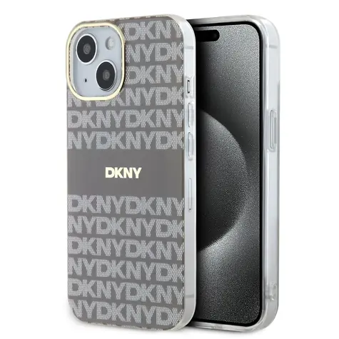 DKNY PC/TPU Repeat Pattern Tonal Stripe Magsafe Back Cover für Apple iPhone 14 Beige