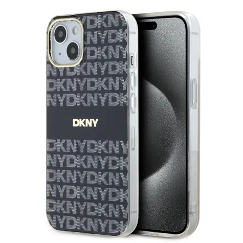 DKNY PC/TPU Repeat Pattern Tonal Stripe Magsafe Back Cover für Apple iPhone 14 Schwarz
