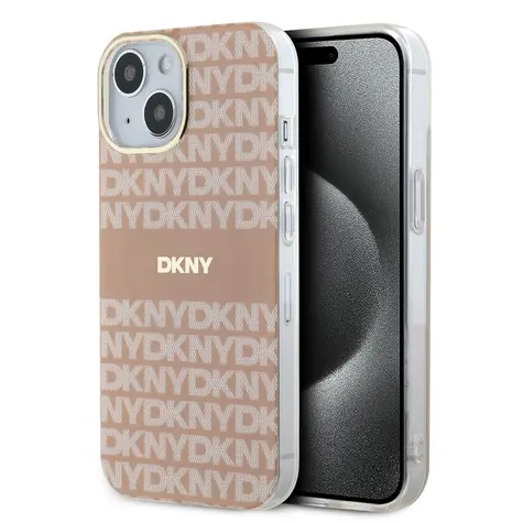 DKNY PC/TPU Repeat Pattern Tonal Stripe Magsafe Back Cover für Apple iPhone 14 rosa