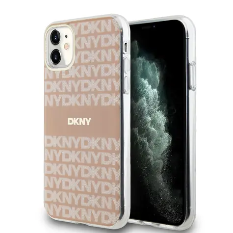 DKNY PC/TPU Repeat Pattern Tonal Stripe Magsafe Back Cover für Apple iPhone 11 rosa