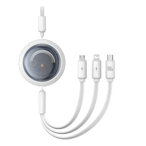 Baseus P10368700211-02 Schnellladekabel 3 in 1 USB-A - microUSB & USB-C & Lightning (100 W) 1,1 m weiß