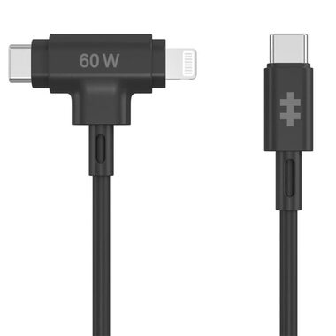 Hyper HyperJuice Lade-Hybridkabel Silikon 60 W USB-C (M) - Lightning 1,5 m schwarz