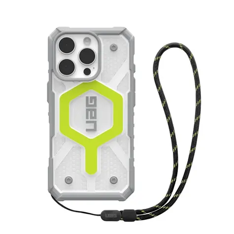 UAG Pathfinder Clear Magsafe Schutzhülle für Apple iPhone 16 Pro aktives Neon-Lanyard