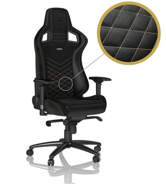 noblechairs EPIC schwarz-gold / Gaming Stuhl / Kunstleder / verstellbar / Rollen / Tragkraft 120 kg 