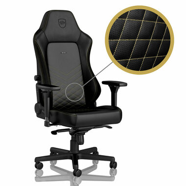 noblechairs HERO schwarz-gold / Gaming-Stuhl / PU-Leder / verstellbar / rollende Rollen / Belastbarkeit 150 kg 