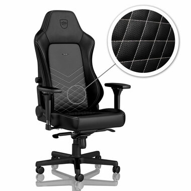 noblechairs HERO schwarz-weiß / Gaming Stuhl / Kunstleder / verstellbar / Rollen / Tragkraft 150 kg 