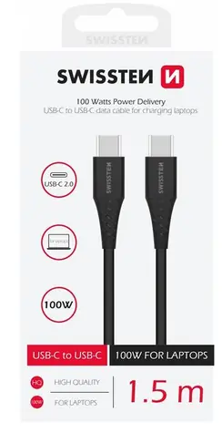 Swissten Datenkabel TPE USB-C - USB-C 2,5m schwarz / Power Delivery 5A (100W)