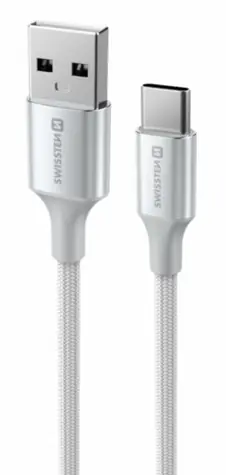 Swissten TEXTILE II Datenkabel USB - USB-C 1,5m weiß
