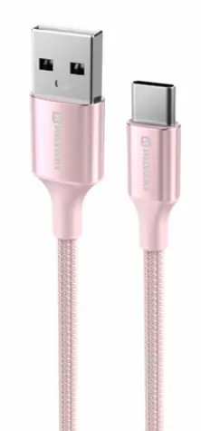 Swissten TEXTILE II Datenkabel USB - USB-C 1,5m rosa