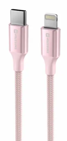 Swissten TEXTILE II Datenkabel USB-C - Lightning 1,5m rosa