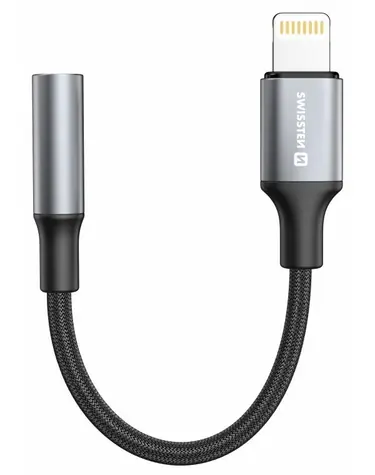 Swissten TEXTILE Audioadapter Lightning - 3,5 mm Klinke 0,15 m schwarz