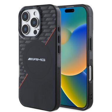 AMG Rhombs MagSafe Back Cover für Apple iPhone 16 Pro Schwarz/Rot