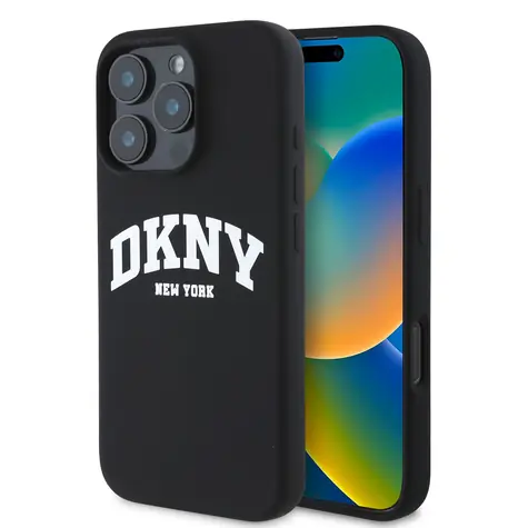 DKNY Liquid Silicone Arch Logo MagSafe Backcover für Apple iPhone 16 Pro Max Schwarz