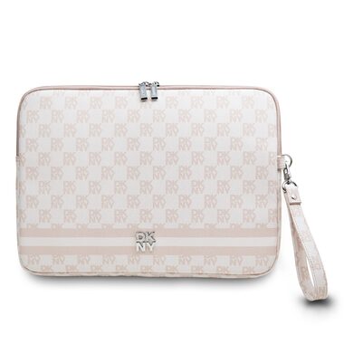 DKNY PU-Leder-Notizbuchhülle mit Karomuster und Streifen, 13/14 Zoll, Rosa