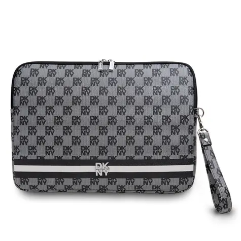 DKNY PU-Leder-Notizbuchhülle mit Karomuster und Streifen, 15/16 Zoll, Schwarz