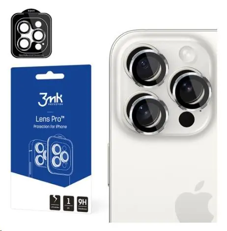 3MK Lens Protection Pro Kameraglas für Apple iPhone 15 Pro Max Silber