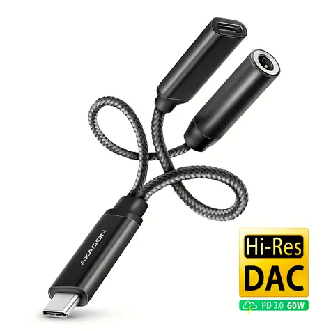 Axagon ADA-HCPD Audio-Adapter USB-C (M) - 3,5 mm Klinke + USB-C (F) schwarz
