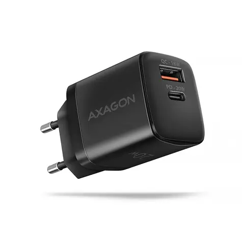 Axagon ACU-PQ20 schwarz / Netzladegerät / 1x USB-A / 1x USB-C / 20W / Quick Charge