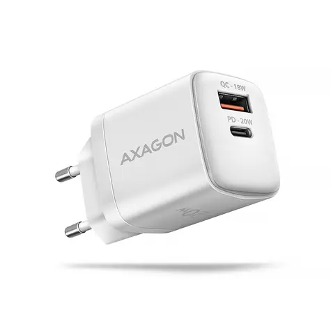 Axagon ACU-PQ20W weiß / Netzladegerät / 1x USB-A / 1x USB-C / 20W / Quick Charge