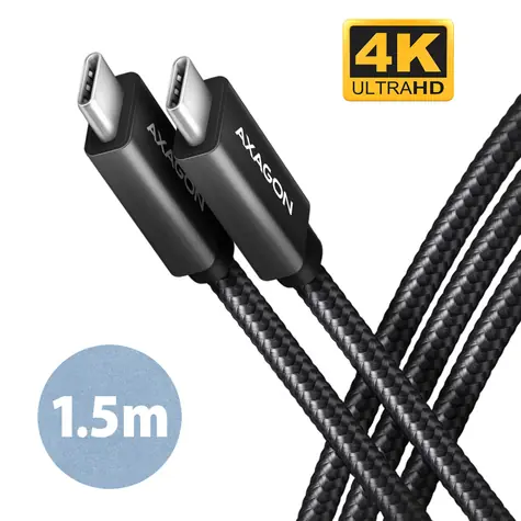 Axagon BUCM32-CM15AB Kabel USB-C auf USB-C schwarz / 1,5 m / 5 A / 4K HD Video / PD 100W 