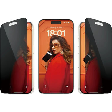 PanzerGlass gehärtetes Glas UWF Privacy mit Applikator für Apple iPhone 15 Pro schwarz
