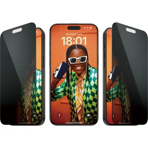 PanzerGlass gehärtetes Glas UWF Privacy mit Applikator für Apple iPhone 15 Pro Max schwarz