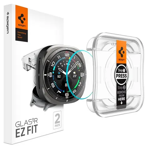 Spigen Glass tR EZ Fit 2 Pack gehärtetes Glas für Samsung Galaxy Watch Ultra / 2 Stück