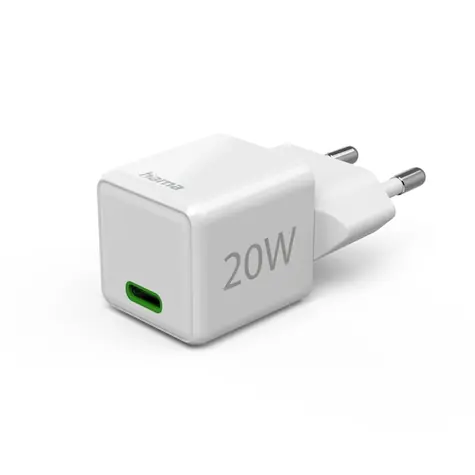 HAMA USB-C Mini-Ladegerät weiß / 20W / USB-C / QC / PD / LED-Anzeige