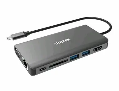Ausgepackt - Unitek D1019A 8in1 / Dockingstation / 1x DVI-I / 1x HDMI / 1x DP / LAN / USB / ausgepackt