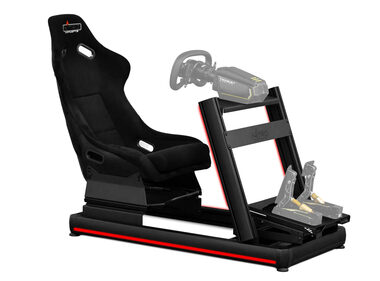 Nitro Concepts E-Racer - LED-Bundle schwarz-rot / Sim-Klapp-Racing-Rig mit Sitz 