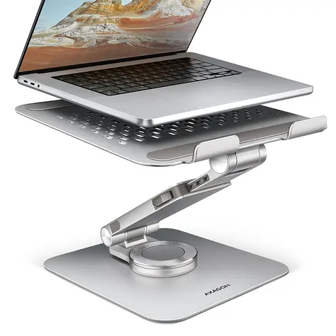 Axagon STND-LR, Aluminiumständer für Laptops von 10" bis 17,3" mit verstellbarer Höhe, Neigung und 360°-Drehung, grau