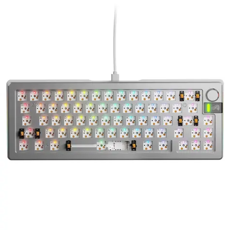 Glorious GMMK 3 Pro 65% Barebone ANSI Silber / Gaming 65% TKL / USB-C / ohne Schalter / ANSI-Layout / RGB / 1,4 m