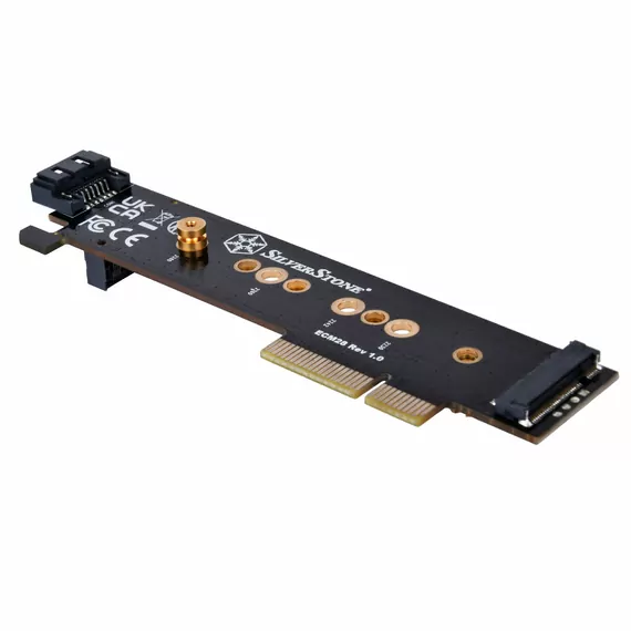 Silverstone M.2/SATA Adapter / M.2 Slot + 1x SATA / auf PCIe 4.0 x4 / Größe bis 2280