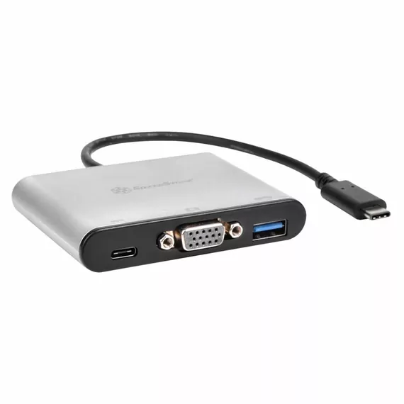Silverstone SST-EP06C silber / Dockingstation / USB-C 3.1 - USB-C + USB-A + VGA