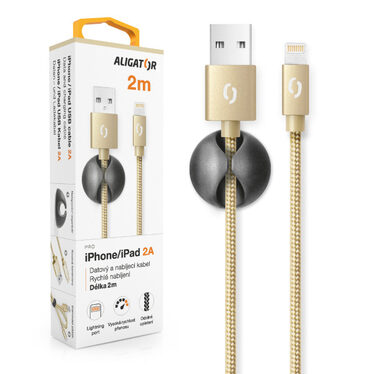 Aligator Datenkabel Premium 2A / Lightning 2m gold