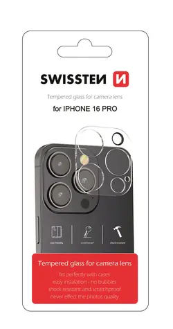 Swissten Kameraschutz aus gehärtetem Glas für Apple iPhone 16 Pro