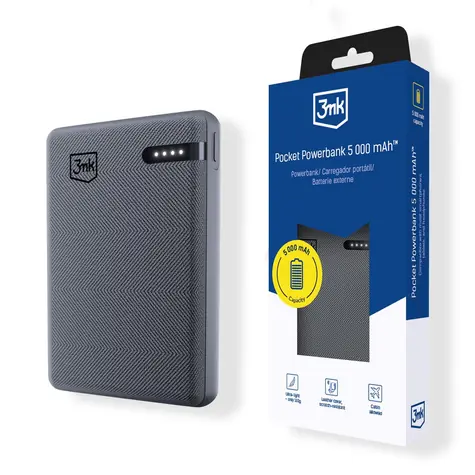 3mk Pocket 5000mAh grau / Powerbank / 12W / USB-C