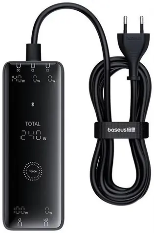 Baseus Digital Charger 240W GaN (P10163901113-00) Ladestation schwarz / 3xUSB-C / 1xUSB-A / 1xDC
