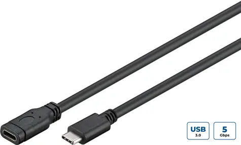 MicroConnect USB3.1CC05EX Verlängerungskabel USB-C 3.2 Gen 1 0,5m schwarz / 1x USB-C(M) / 1x USB-C(F)