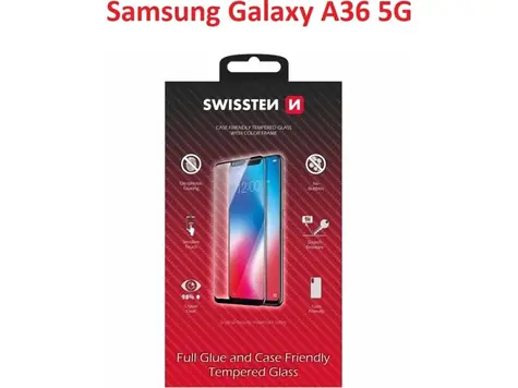 Swissten FULL GLUE COLOR FRAME CASE FRIENDLY Glas für Samsung Galaxy A36 5G schwarz