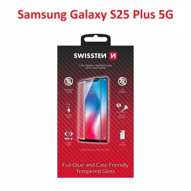 Swissten FULL GLUE COLOR FRAME CASE FRIENDLY Glas für Samsung S936B Galaxy S25 PLUS 5G schwarz