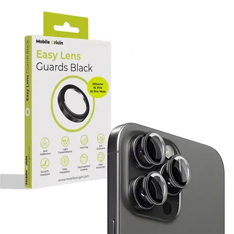 Mobile Origin Easy Lens Guards Schutzglas für das Objektiv für Apple iPhone 15 Pro/15 Pro Max schwarz