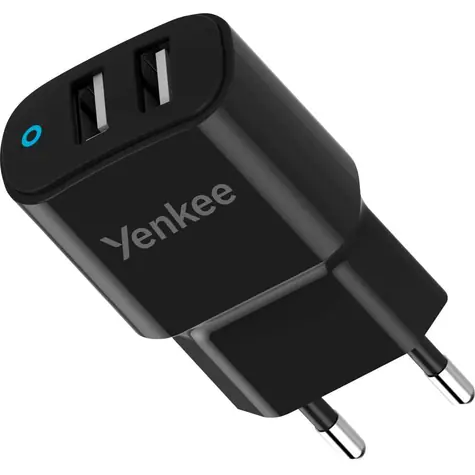 YENKEE YAC 2024 schwarz / Dual USB Ladegerät / 2x USB-A / max 12W / 2,4A 