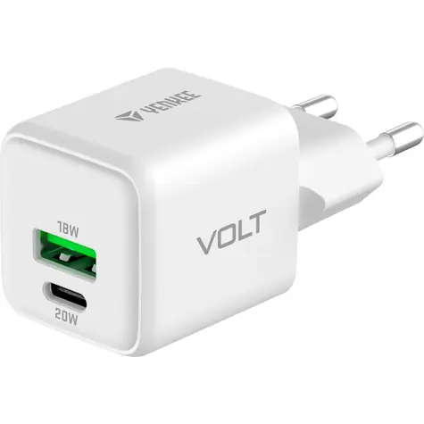 YENKEE YAC G38 VOLT weiß / Ladegerät / 1x USB-A 18W / 1x USB-C 20W / PD 3.0 / QC 3.0